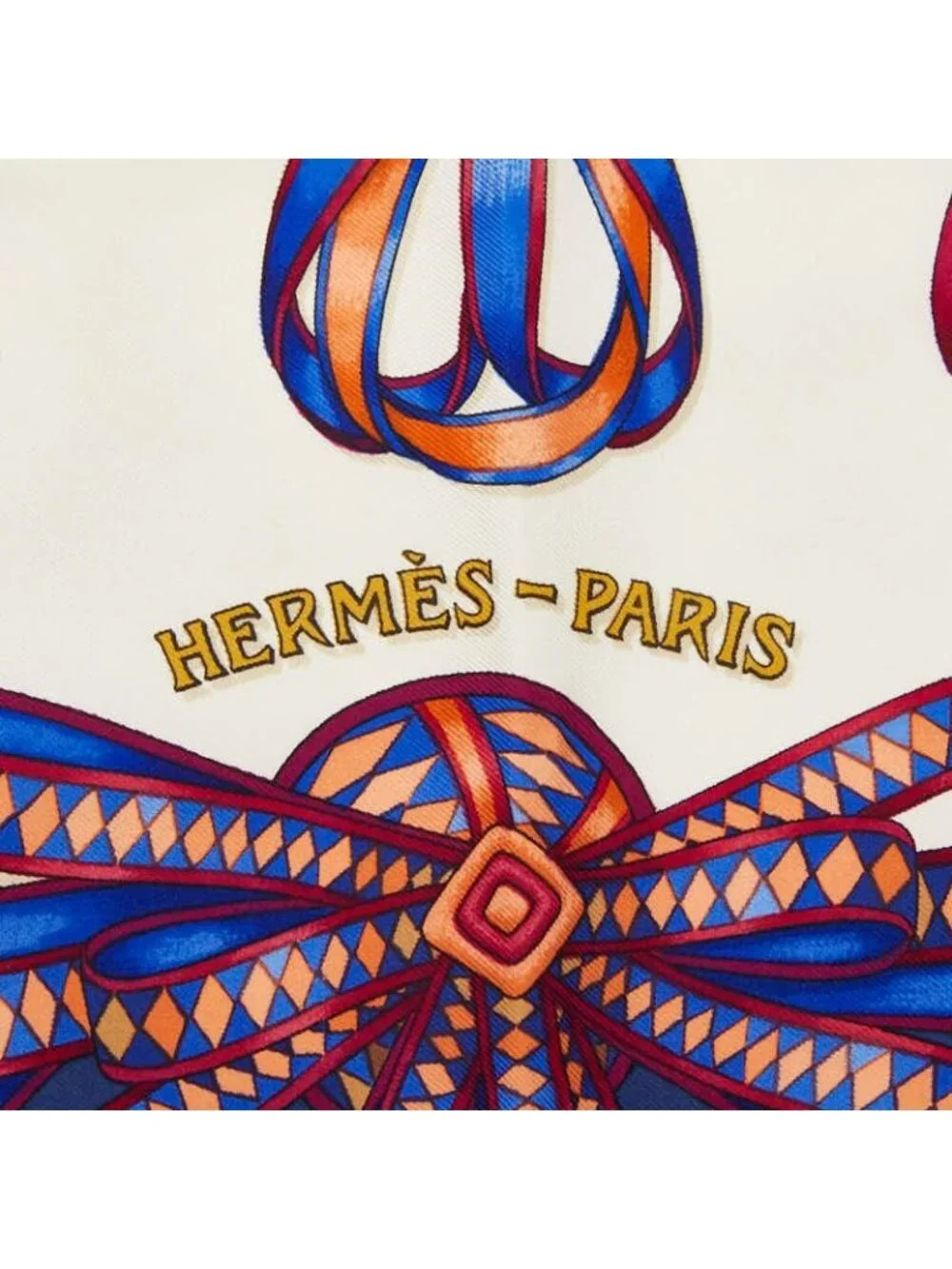 Hermes Carre 90 les Rubans du Cheval Horse Ribbon Decoration Scarf White